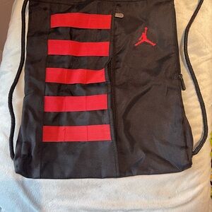 Black and Red Drawstring Bag